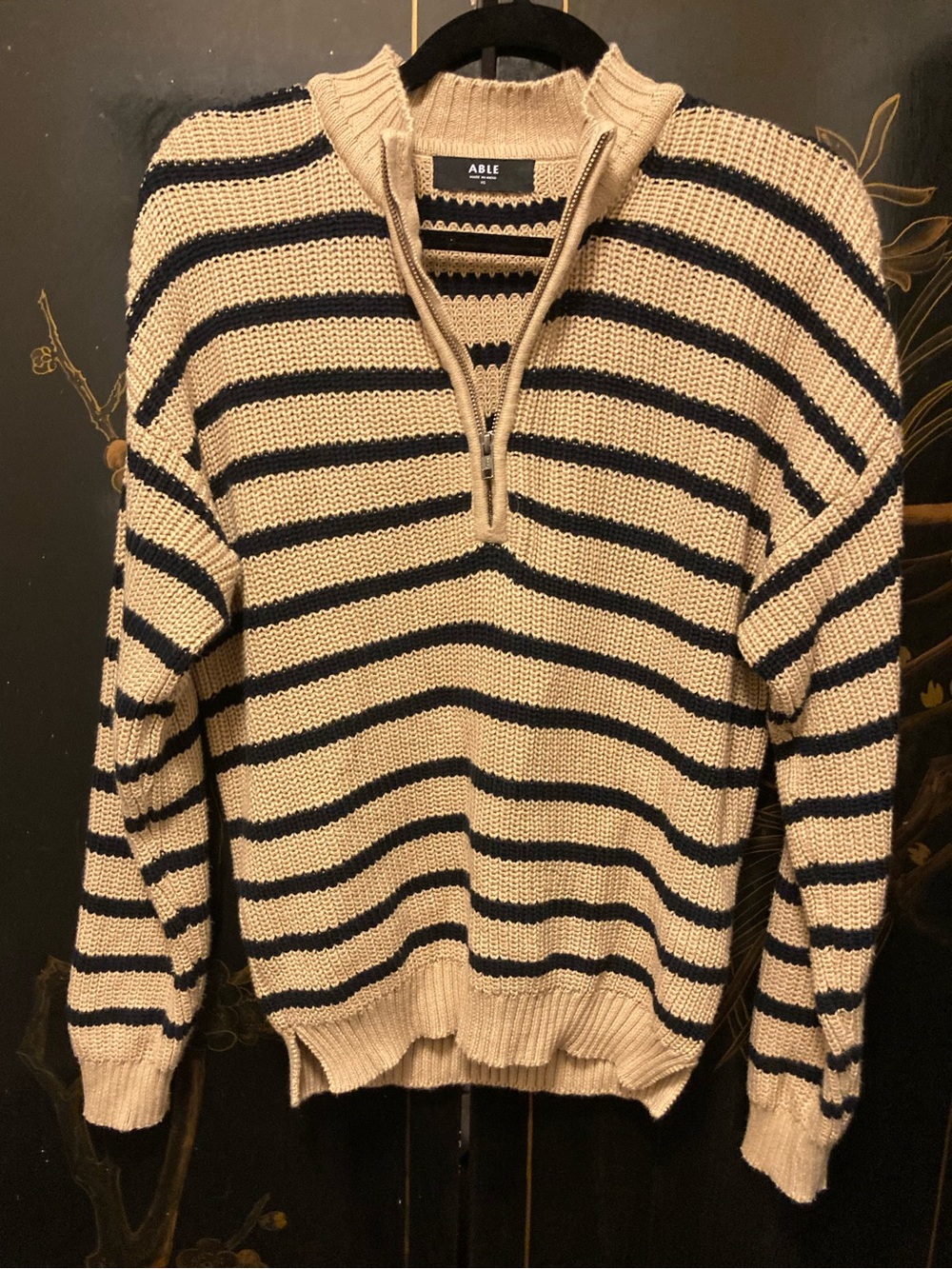 ABLE 100% Organic Cotton Half-Zip Ribbed Knit Sweater - Size XS - Picture 3 of 8